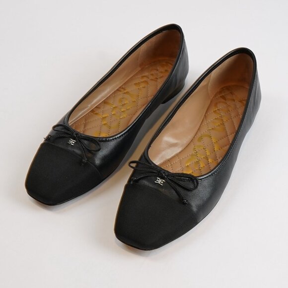 Sam Edelman Marley Ballet Flats Square Toe Black Leather - Size 9.5 - Picture 1 of 6